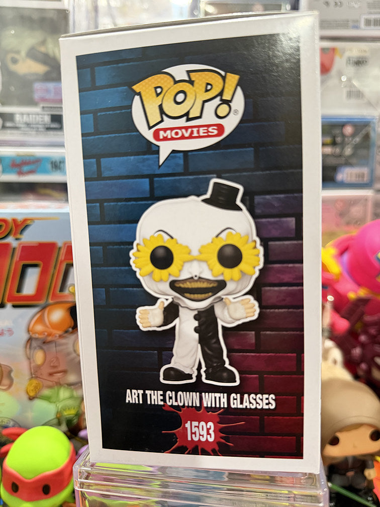 Funko Pop Art the Clown with Glasses #1593 box side panel art