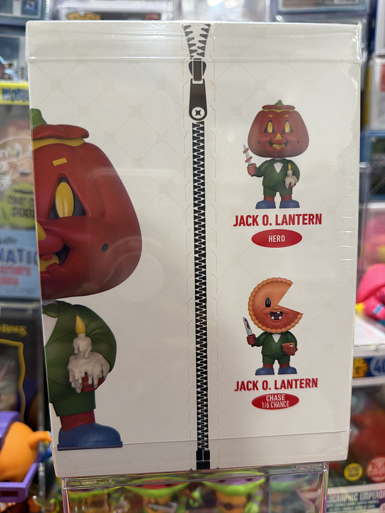 Thrilljoy PIX! Jack O. Lantern sealed box side showing hero and pie-head chase