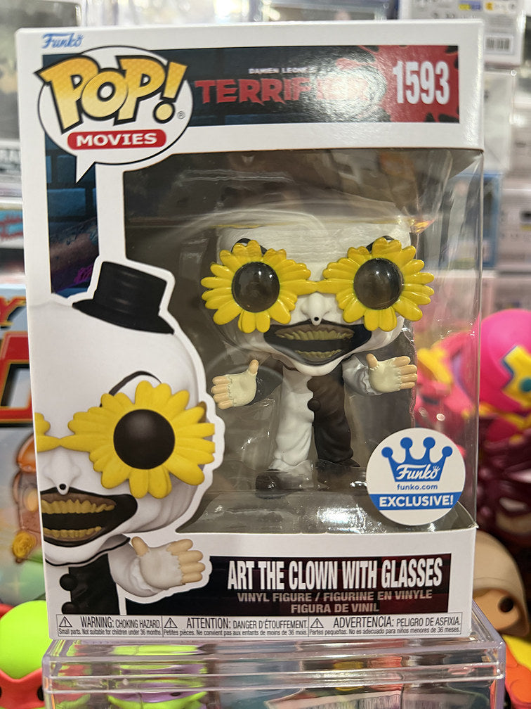 Funko Pop Terrifier Art the Clown with Glasses #1593 Funko Shop exclusive box front