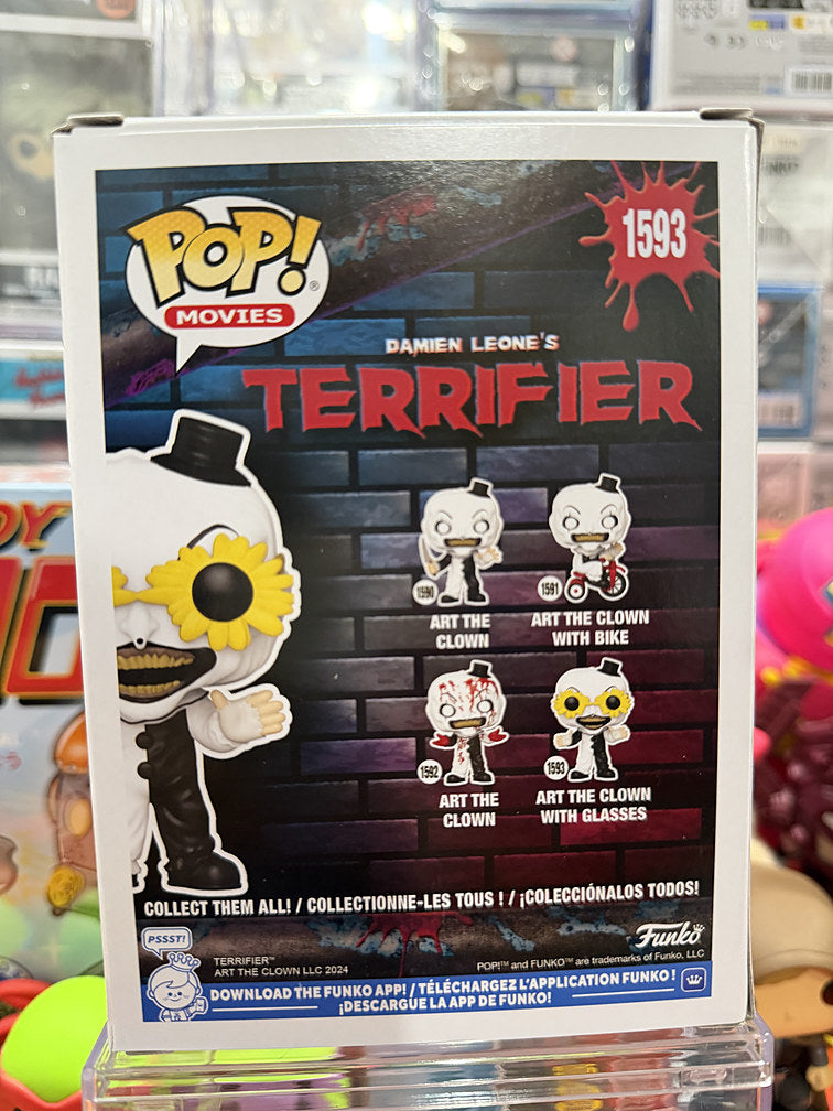 Funko Pop Terrifier Art the Clown with Glasses #1593 box back with series lineup